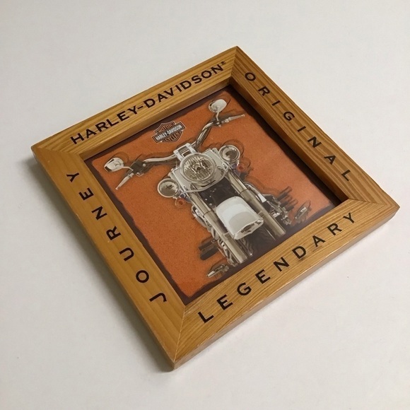 Harley Davidson Leather Wallet Biker/Motorcycle Wood Picture Frame LOT Vintage - Picture 12 of 16